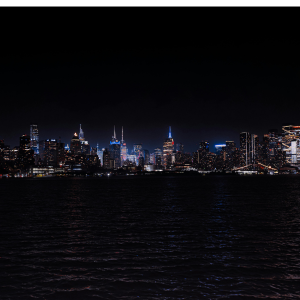 New York City's night skyline.
